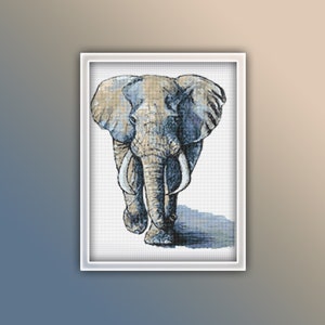 Elephant Cross Stitch Pattern 10 Instant PDF Download - Elephant Watercolor Cross Stitch Pattern - Animal Cross Stitch Pattern