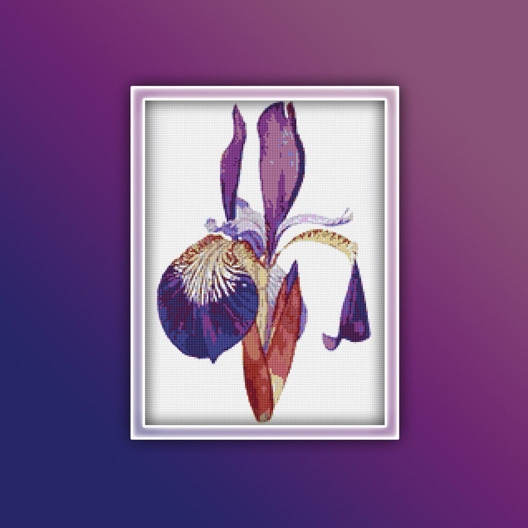 Vintage Iris Cross Stitch Pattern 2 Instant PDF Download - Purple ...
