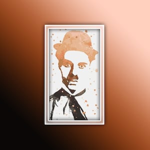 Charlie Chapman Cross Stitch Pattern 2 Instant PDF Download - Charlie Chapman Watercolor Cross Stitch Pattern - Celebrity - Vintage Actor