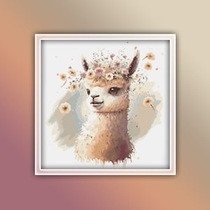 Llama Cross Stitch Pattern 15 Instant PDF Download - Llama Watercolor Cross Stitch Pattern - Farm Animals Cross Stitch Pattern