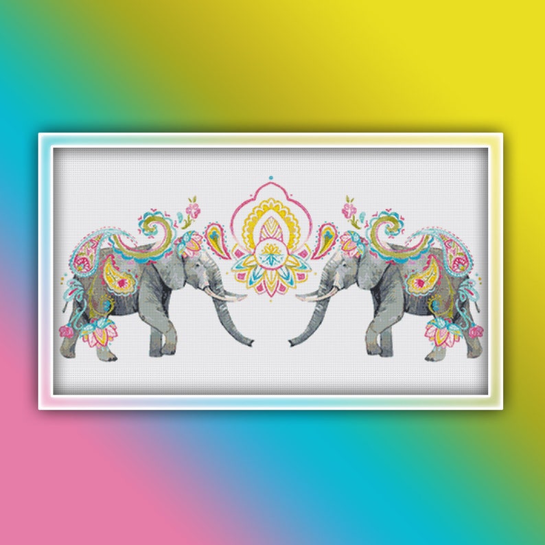 Elephants Cross Stitch Pattern 1 Instant PDF Download Indian Etsy