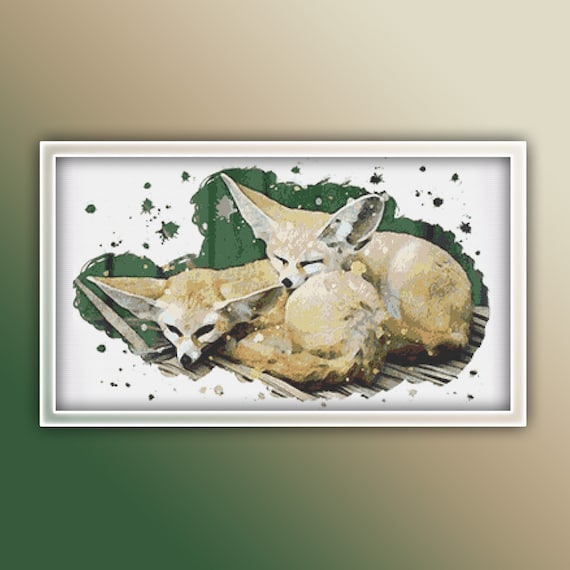 Desert Fox Cross Stitch Pattern 1 Instant PDF Download - Fox Watercolor Cross Stitch Pattern - Animal Cross Stitch Pattern