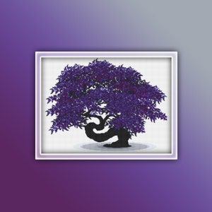 Purple Tree Cross Stitch Pattern 2 Instant PDF Download | Spring Tree Watercolor Cross Stitch Pattern | Jacaranda Tree | Seasons Tree