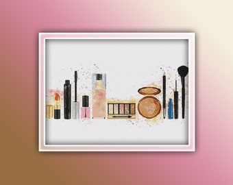 Cosmetics Cross Stitch Pattern Instant PDF Download - Makeup Watercolor Cross Stitch Pattern