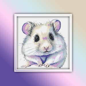 Mouse Cross Stitch Pattern 2 Instant PDF Download - Rat Watercolor Cross Stitch Pattern - Rodent Cross Stitch Pattern - White Mouse