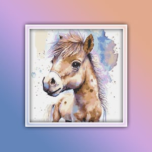 Horse Cross Stitch Pattern 14 Instant PDF Download - Horse Watercolor Cross Stitch Pattern - Farm Animals Cross Stitch Pattern