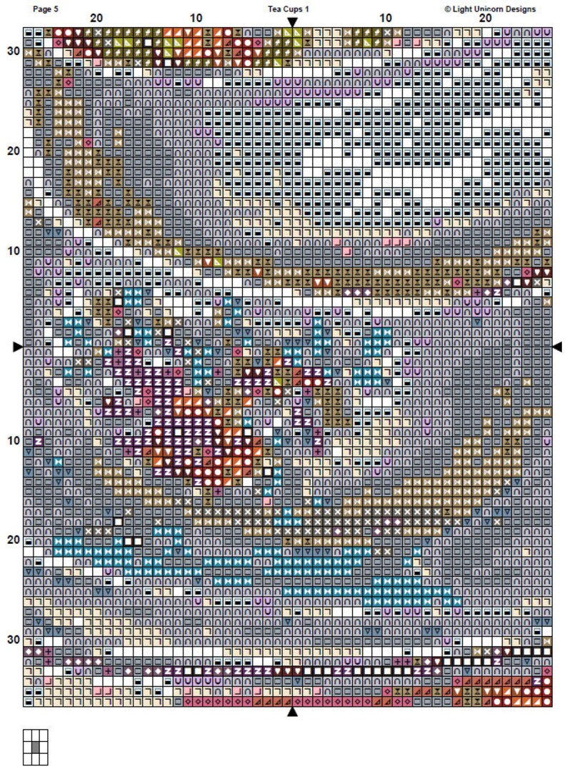 Tea Cups Cross Stitch Pattern 1 Instant PDF Download - Tea Watercolor ...