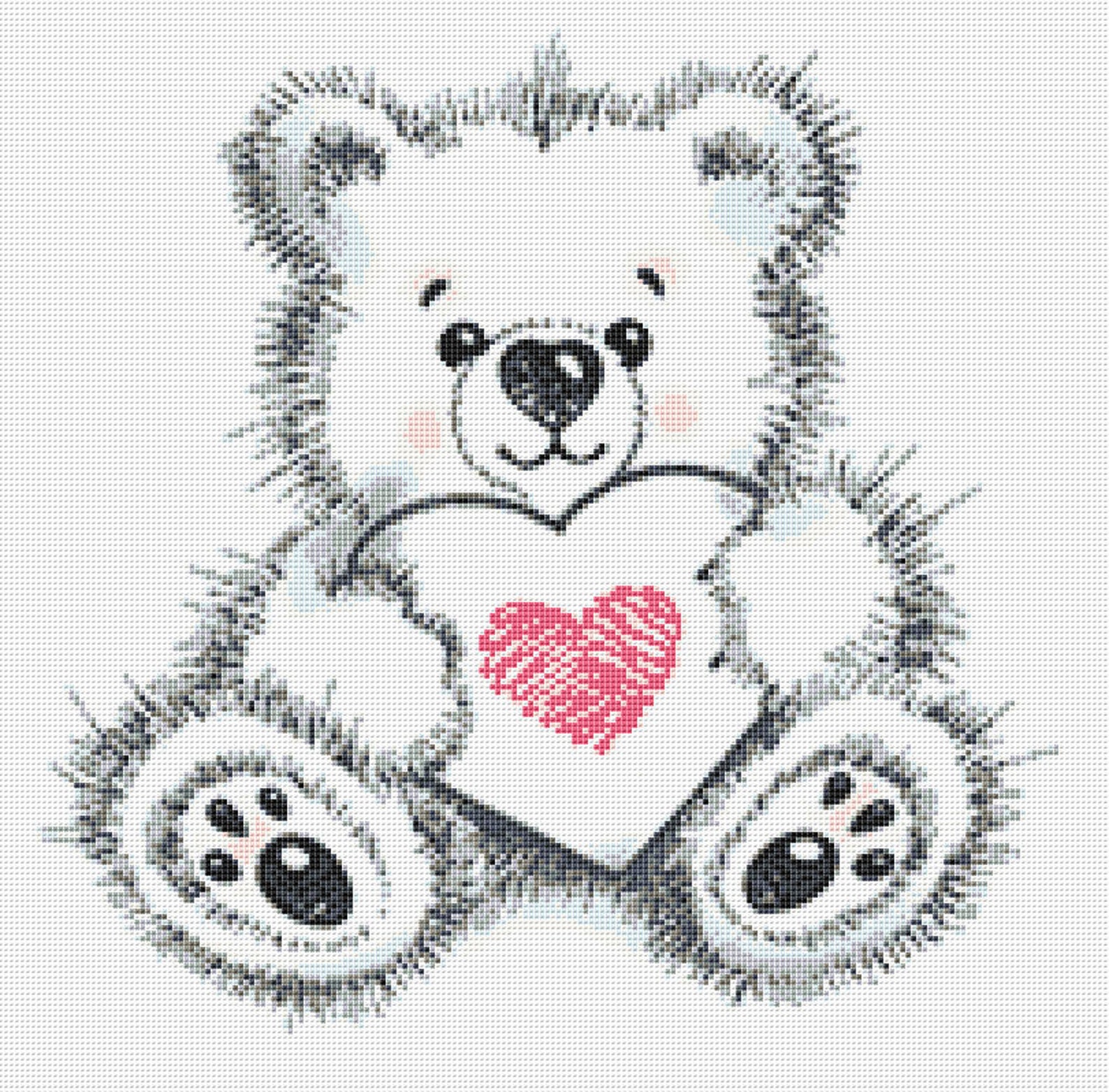 Teddy Bear Cross Stitch Pattern 2 Instant PDF Download Teddy Etsy