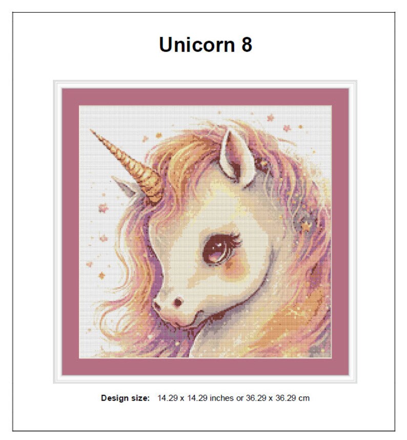 Unicorn Cross Stitch Pattern 8 Instant PDF Download Horse Etsy