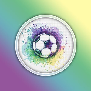 Soccer Ball Cross Stitch Pattern 1 Instant Download Instant PDF Download - Football Ball Watercolor Cross Stitch Pattern - Football