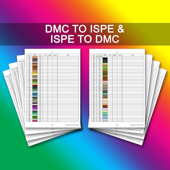 DMC To ISPE Conversion Chart PDF Instant Download Cross Stitch.