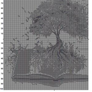 Tree Book Cross Stitch Pattern 1 Instant PDF Download - Reading