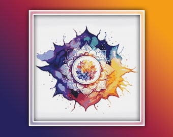 Chakras Cross Stitch Pattern 3 Instant Download Instant PDF Download - Mandala Cross Stitch Pattern - Chakra Center