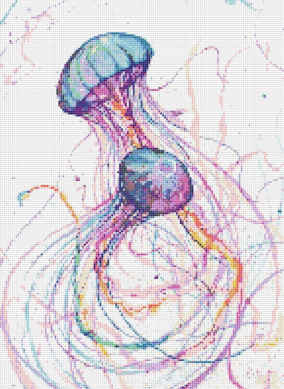 Jellyfish Cross Stitch Pattern 2 Instant PDF Download Sea Etsy