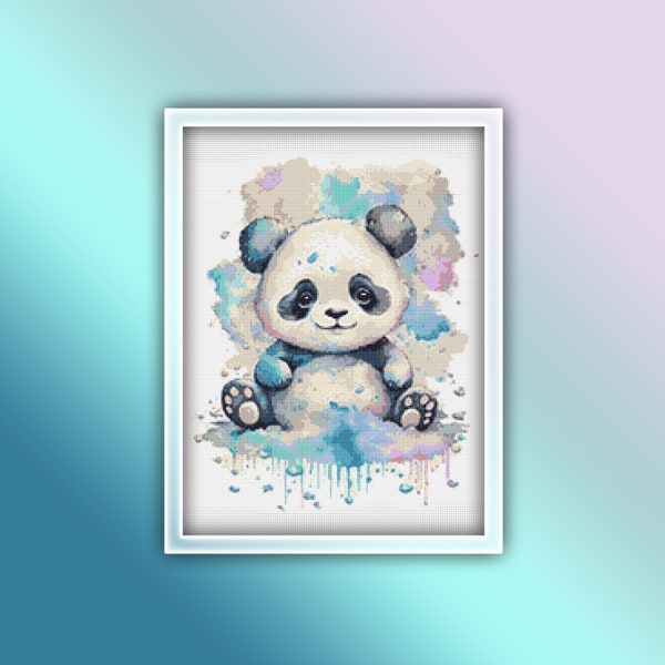 Panda Cross Stitch Pattern 15 Instant Download Instant PDF Download - Baby Panda Watercolor Cross Stitch Pattern - Woodland Animals