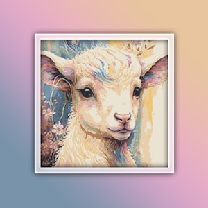 Goat Cross Stitch Pattern 9 Instant PDF Download - Ram Watercolor Cross Stitch Pattern - Baby Goat Cross Stitch Pattern - Goat Kid