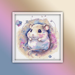 Mouse Cross Stitch Pattern 5 Instant PDF Download - Rat Watercolor Cross Stitch Pattern - Rodent Cross Stitch Pattern - White Mouse