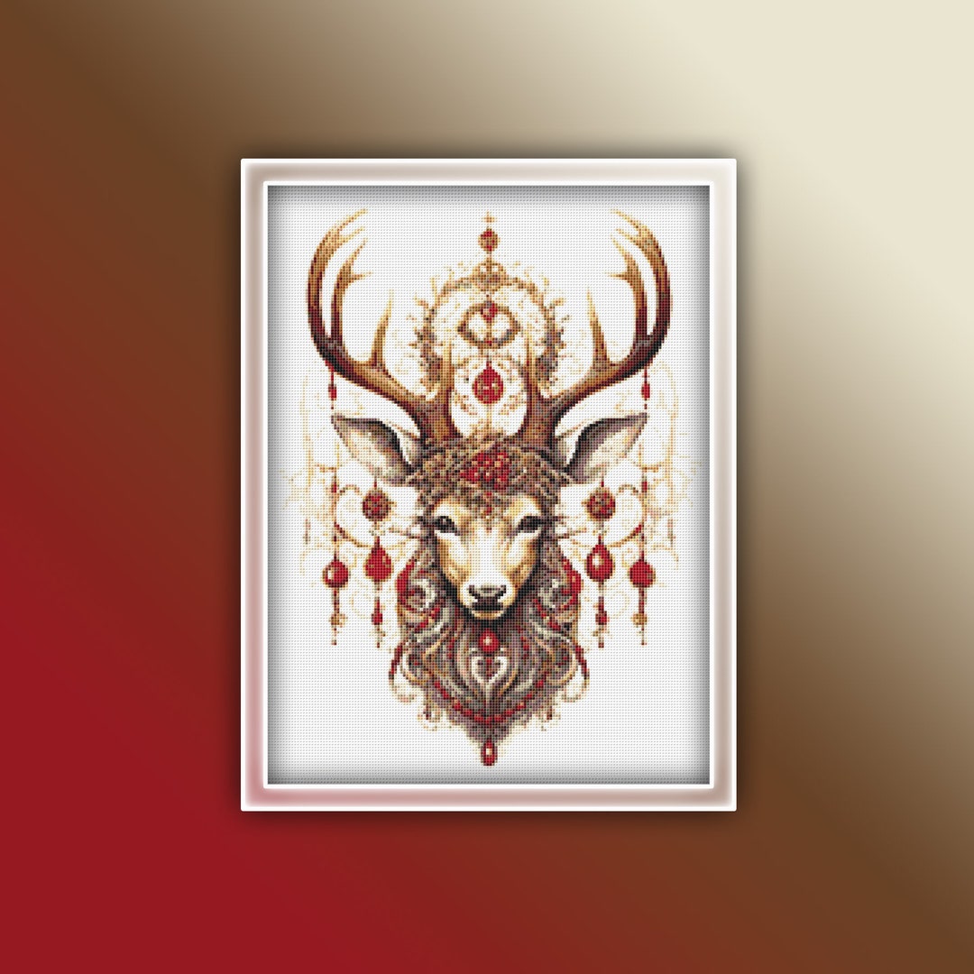 Reindeer Cross Stitch Pattern 5 Instant PDF Download - Deer Watercolor ...