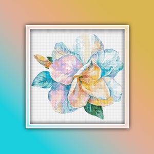 Jasmine Flower Cross Stitch Pattern 2 Instant PDF Download - Jasmin Watercolor Cross Stitch Pattern - Rainbow Flower - Floral
