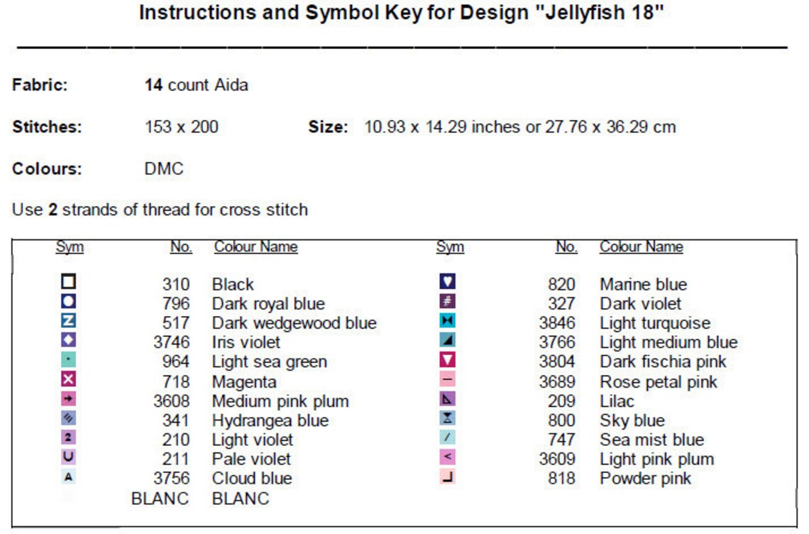 Jellyfish Cross Stitch Pattern 18 Instant PDF Download - Sea Jellies ...