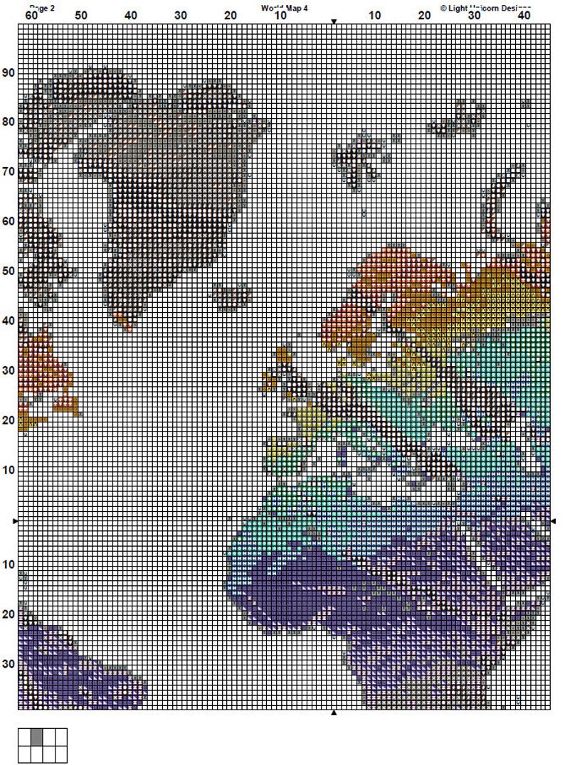 World Map Cross Stitch Pattern 4 Instant PDF Download - Earth ...