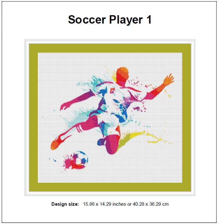 Fall Football Pattern Soccer Player Cross Stitch Pattern 1 Instant Download Instant PDF ...