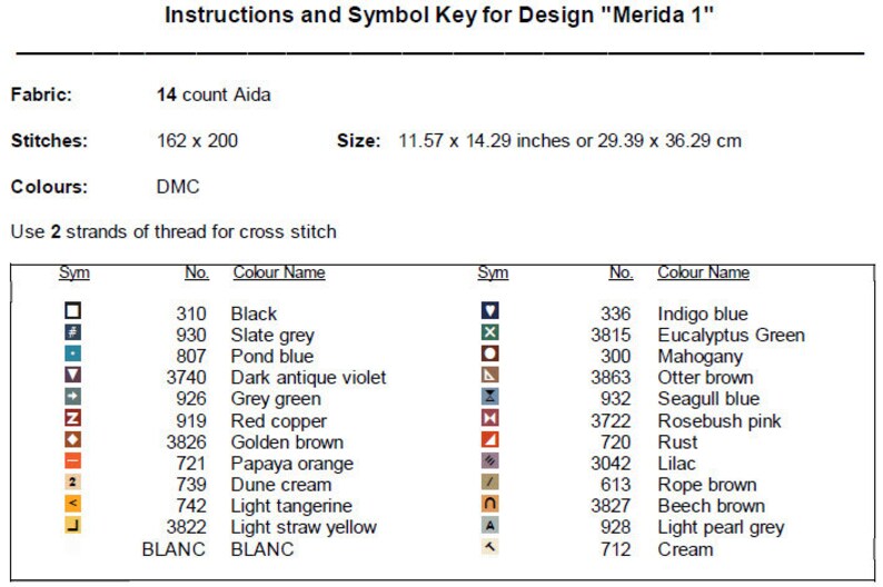 Merida Cross Stitch Pattern 1 Instant PDF Download - Fairy Tale ...