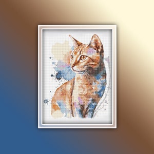 Ginger Cat Cross Stitch Pattern 7 Instant PDF Download - Ginger Cat Watercolor Cross Stitch Pattern - Kitten Cross Stitch Pattern
