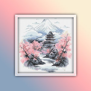 Mountain Cross Stitch Pattern Instant PDF Download- Japanese
