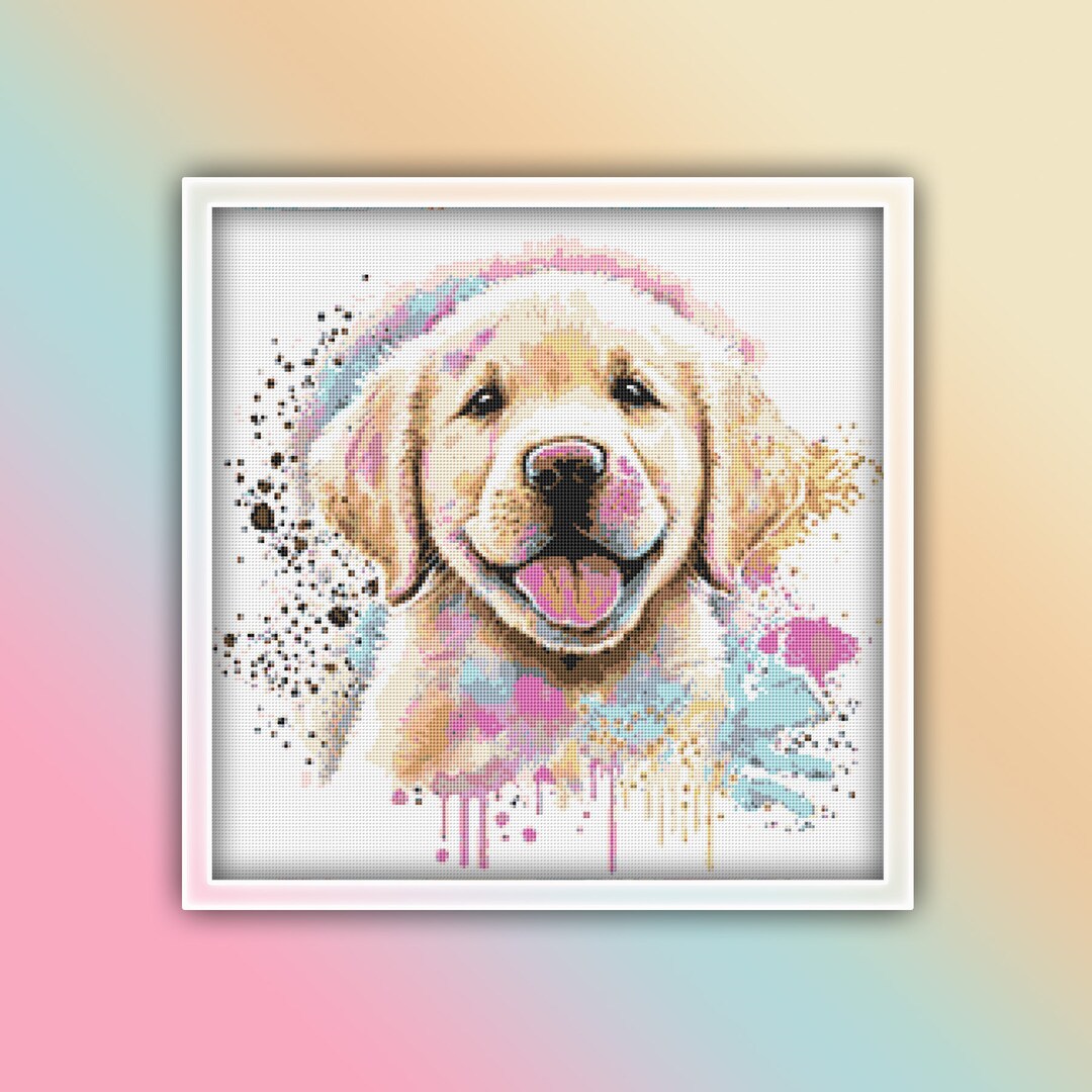 Golden Retriever Cross Stitch Pattern 8 Instant PDF Download Golden