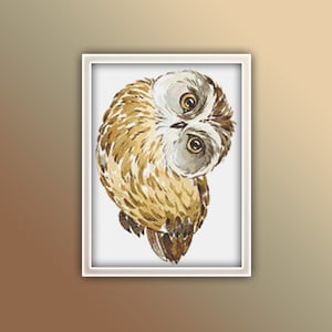 Owl Cross Stitch Pattern 19 Instant Download Instant PDF Download - Baby Owl Watercolor Cross Stitch Pattern - Woodland Animals - Kids Room
