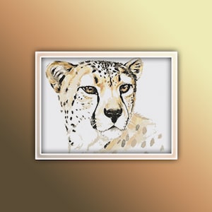 Cheetah Cross Stitch Pattern 3 Instant PDF Download - Cheetah Watercolor Cross Stitch Pattern - Animal Cross Stitch Pattern