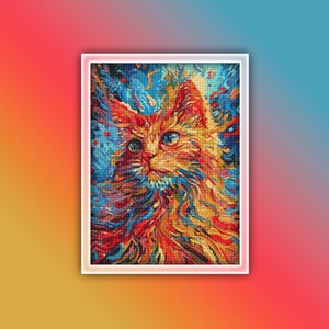 Ginger Cat Cross Stitch Pattern 12 Instant PDF Download - Ginger Cat Watercolor Cross Stitch Pattern - Kitten Cross Stitch Pattern
