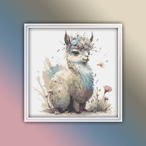 Llama Cross Stitch Pattern 16 Instant PDF Download - Llama Watercolor Cross Stitch Pattern - Farm Animals Cross Stitch Pattern