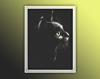 Black Cat Cross Stitch Pattern 5 Instant PDF Download - Black Cat Watercolor Cross Stitch Pattern - Animal Cross Stitch Pattern