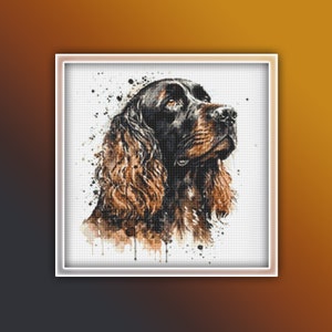 Cocker Spaniel Cross Stitch Pattern 5 Instant PDF Download - Dog Watercolor Cross Stitch Pattern - Animal Cross Stitch Pattern