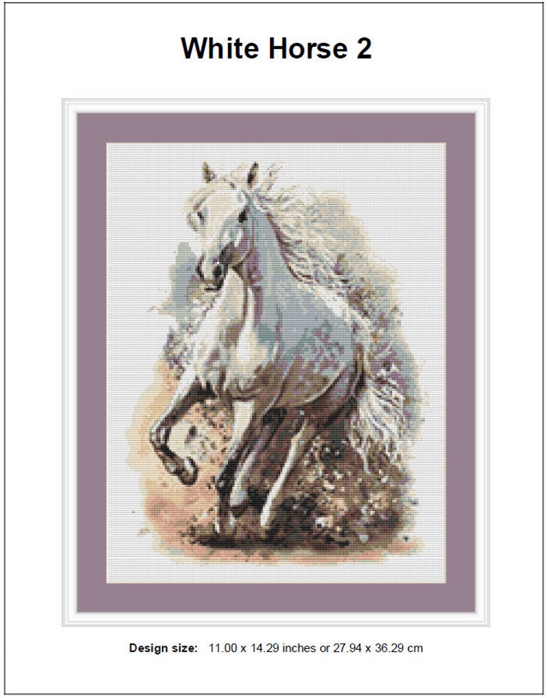 White Horse Cross Stitch Pattern 2 Instant PDF Download - Horse ...