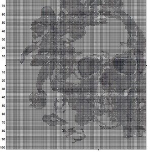 Skull Cross Stitch Pattern 3 Instant PDF Download - Pink Flower Skull Watercolor Cross Stitch ...