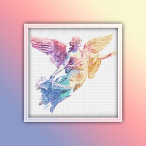 Angel Cross Stitch Pattern 5 Instant PDF Download - Woman Watercolor Cross Stitch Pattern - Angel Wings - Celestial Angel