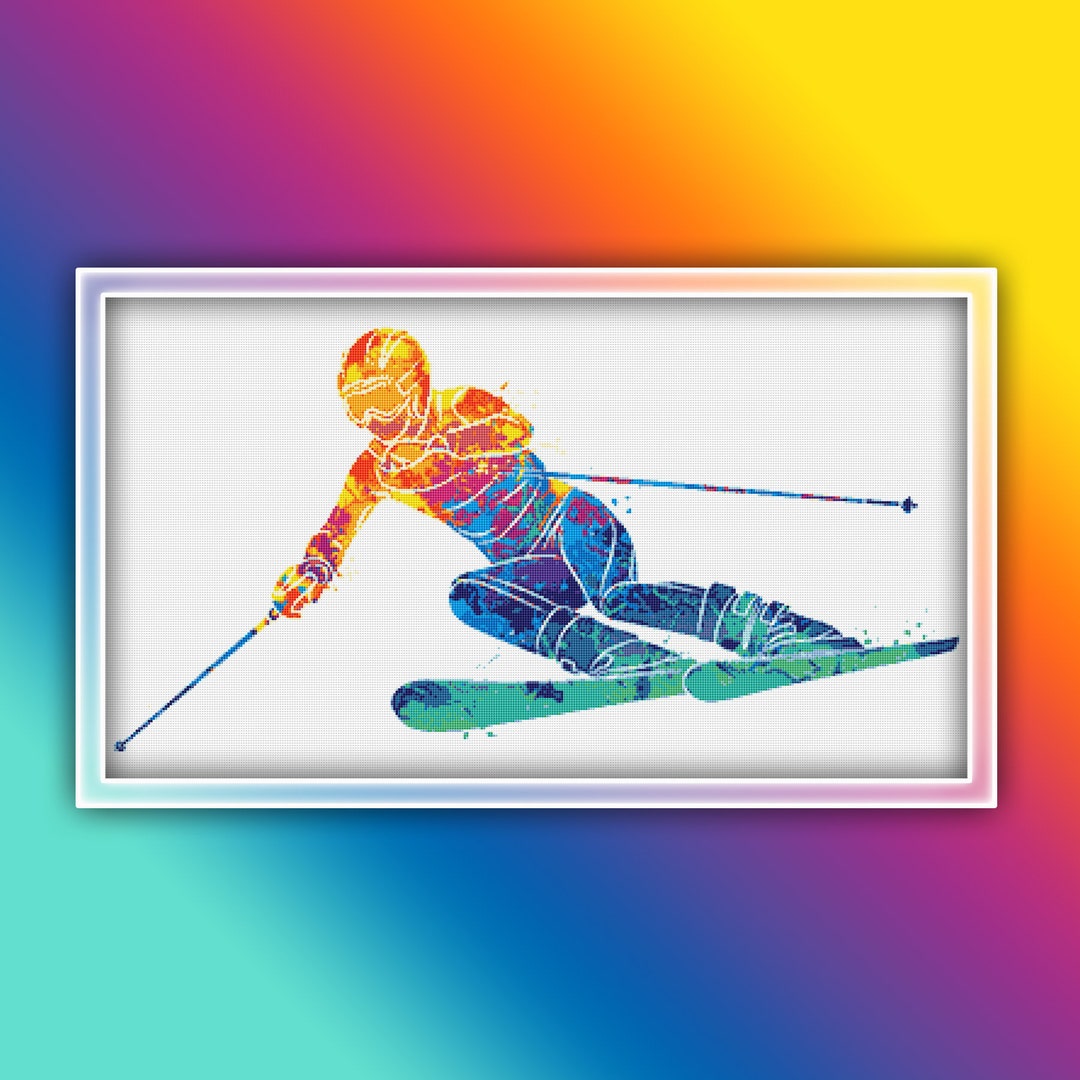 Ski Cross Stitch Pattern Instant Download Instant PDF Download Skier ...