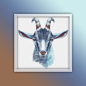 Goat Cross Stitch Pattern 1 Instant PDF Download - Ram Watercolor Cross Stitch Pattern - Goat Cross Stitch Pattern