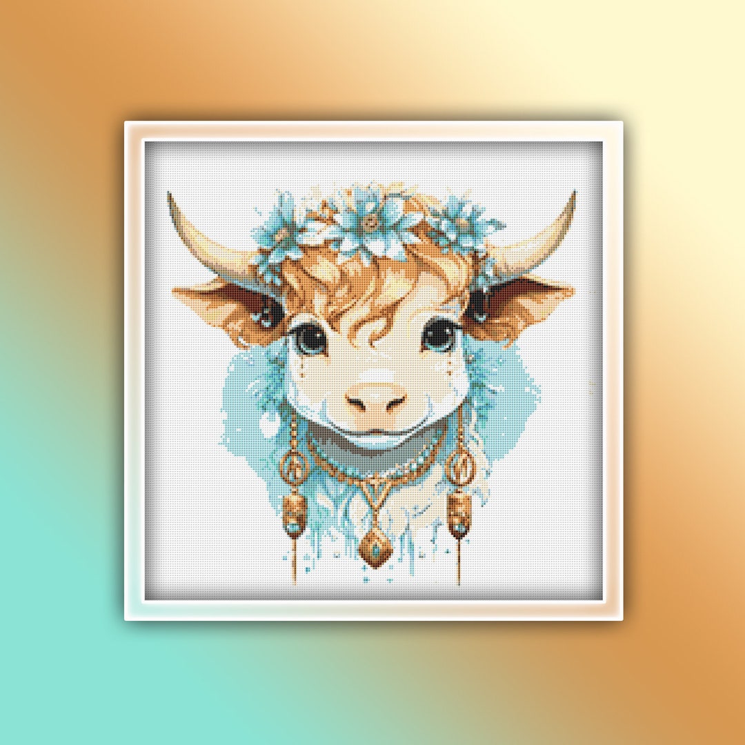 White Cow Cross Stitch Pattern 1 Instant PDF Download Cow Calf