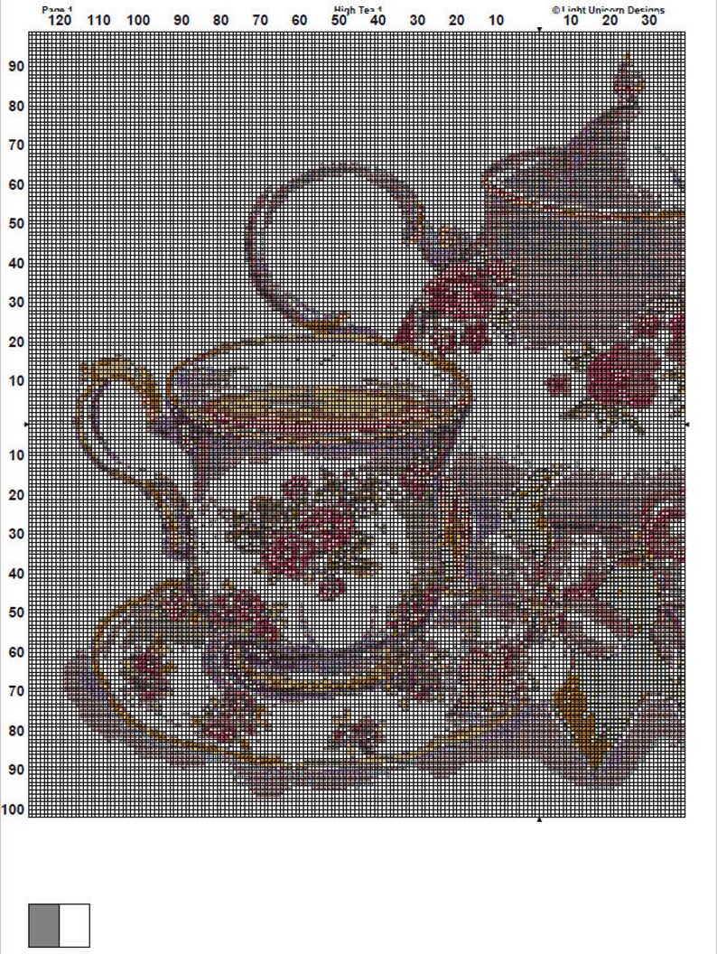 High Tea Cross Stitch Pattern 1 Instant PDF Download - Tea Watercolor ...