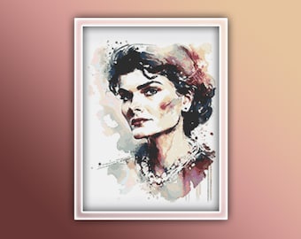 Coco Chanel Kreuzstichmuster 1 Sofortiger PDF-Download – Coco Chanel Aquarell-Kreuzstichmuster – Berühmtheit – Vintage