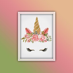 Be a Unicorn Cross Stitch Pattern Instant PDF Download - Unicorn Watercolor Cross Stitch Pattern - Animal Cross Stitch Pattern