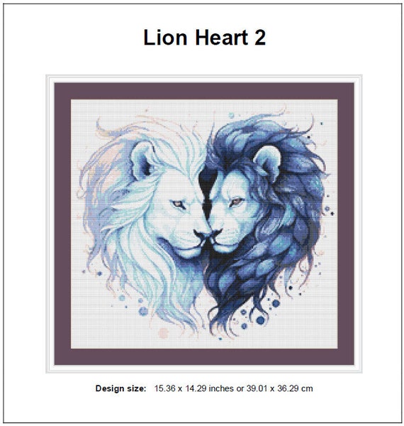 Lion Heart Cross Stitch Pattern 2 Instant PDF Download - African