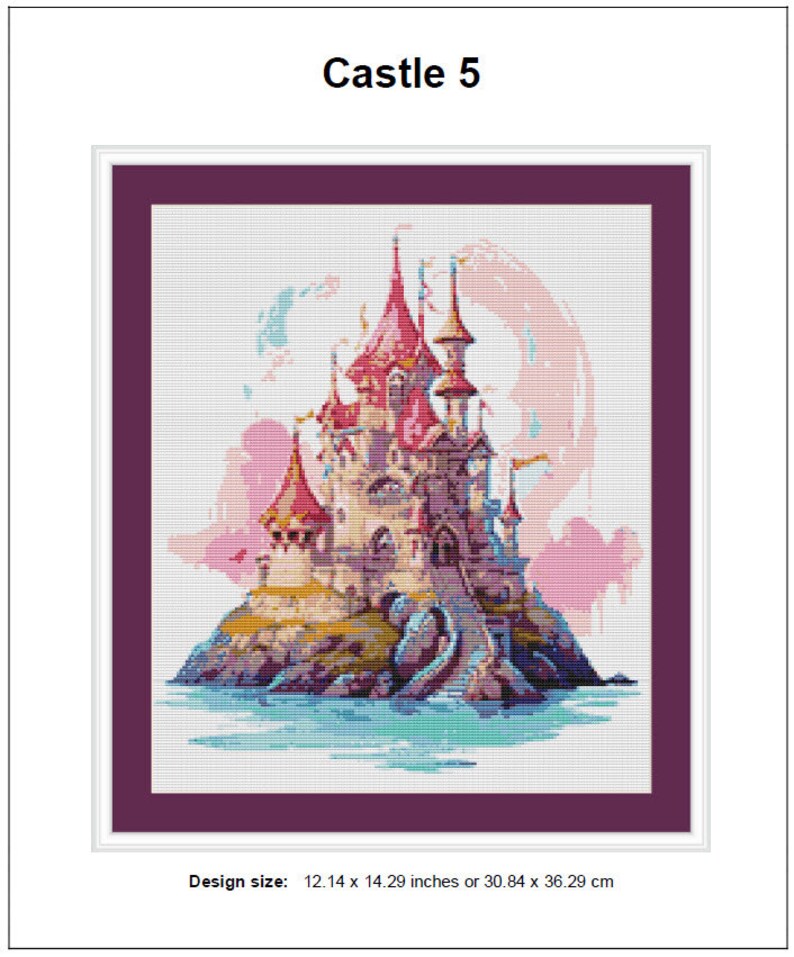 Castle Cross Stitch Pattern 5 Instant PDF Download - Fairy Tale Castle ...