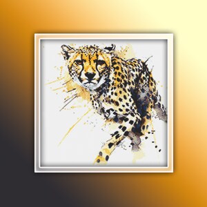 Cheetah Cross Stitch Pattern 11 Instant PDF Download - Cheetah Watercolor Cross Stitch Pattern - Animal Cross Stitch Pattern