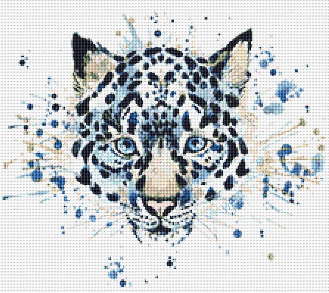 Snow Leopard Cross Stitch Pattern 1 Instant PDF Download Etsy