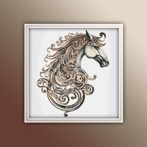 Decorative Horse Cross Stitch Pattern 2 Instant PDF Download - Celtic Knot Horse Watercolor Cross Stitch Pattern - Animal Cross Stitch